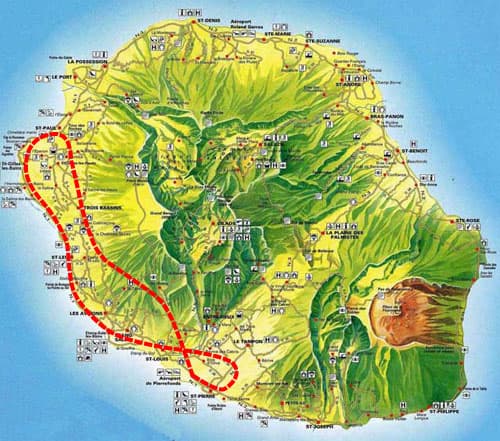 Carte indicative du trajet Les Lagons au départ de Pierrefonds